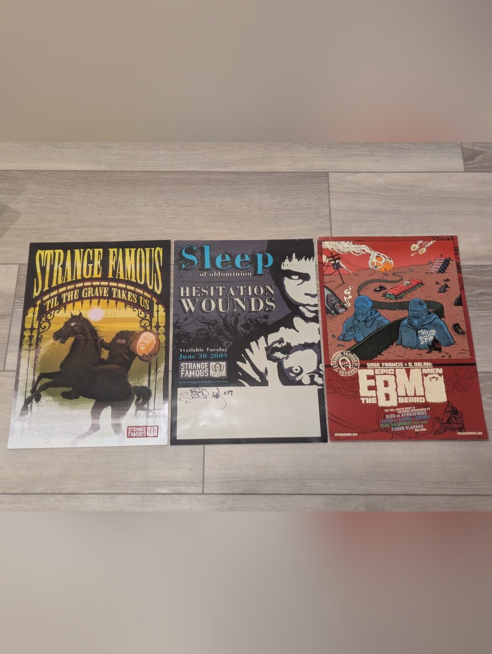 11"-17" Strange Famous Records Promo Poster Lot Epic Beard Men Sage Francis Rap